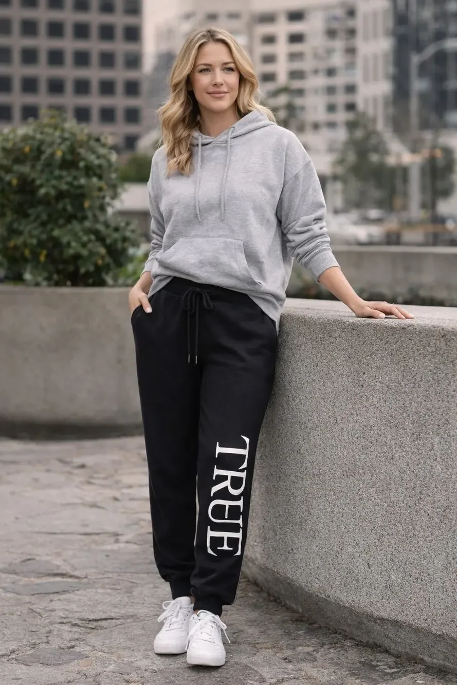 True Religion Logo Joggers Black White S EUC